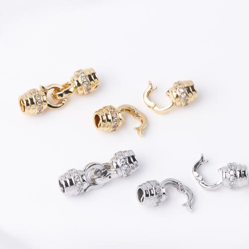 Brass Clasp, plated, DIY & with rhinestone, more colors for choice, nickel, lead & cadmium free, Sold By Set