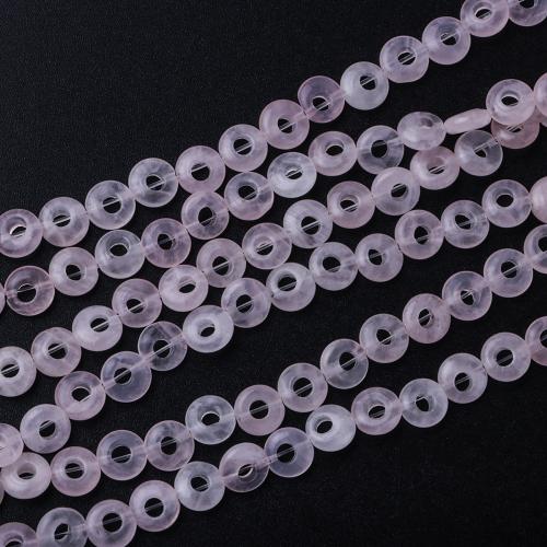 Natural Rose Quartz Beads, Donut, DIY, pink, 8mm, Sold Per 40 cm Strand