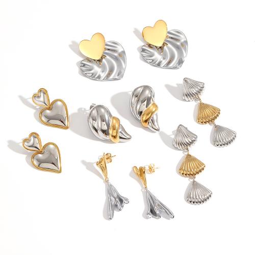 Stainless Steel Drop Earring, 304 Stainless Steel, plated, fashion jewelry, more colors for choice, Sold By Pair