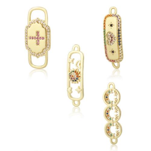Brass Jewelry Connector, gold color plated, DIY & micro pave cubic zirconia, golden, nickel, lead & cadmium free, Sold By PC