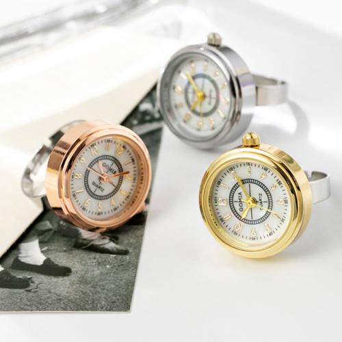 Tibetan Style Finger Ring Watch, with Glass & 304 Stainless Steel, Round, plated, Life water resistant & fashion jewelry & adjustable & for woman, more colors for choice, 22mm, US Ring Size:6-8, Sold By PC