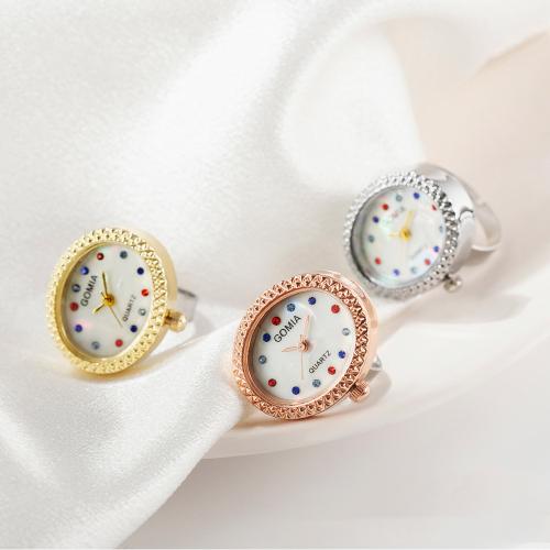 Tibetan Style Finger Ring Watch, with Glass, Oval, plated, Life water resistant & adjustable & for woman & with rhinestone, more colors for choice, 22mm, US Ring Size:6-8, Sold By PC