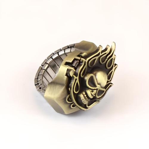 Tibetan Style Finger Ring Watch, with Glass, Skull, plated, vintage & for man, more colors for choice, US Ring Size:7-10, Sold By PC