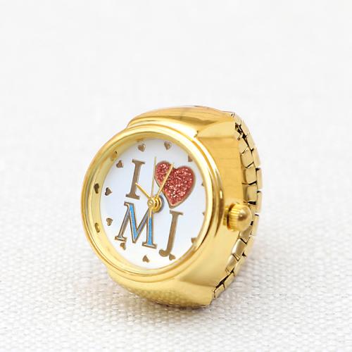 Tibetan Style Finger Ring Watch, with Glass, Round, gold color plated, Unisex & different styles for choice, 20.50x8mm, US Ring Size:6-8, Sold By PC