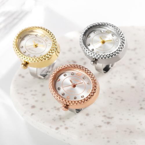 Tibetan Style Finger Ring Watch, with Plastic, Oval, plated, for woman & with rhinestone, more colors for choice, 20mm, US Ring Size:5-8, Sold By PC