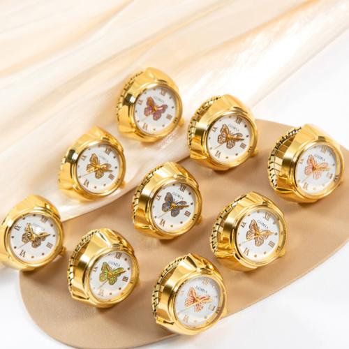 Tibetan Style Finger Ring Watch, with Glass, Round, plated, Unisex & adjustable, more colors for choice, 21x8mm, US Ring Size:5-9, Sold By PC