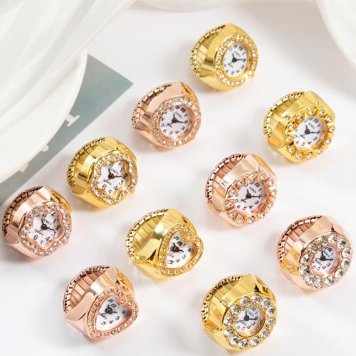 Tibetan Style Finger Ring Watch, with Glass, plated, different styles for choice & for woman & with rhinestone, 21x8mm, US Ring Size:5-9, Sold By PC