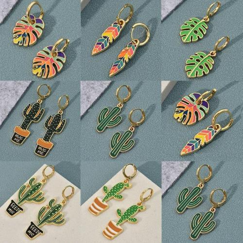 Tibetan Style Drop Earrings, plated, fashion jewelry & enamel, more colors for choice, nickel, lead & cadmium free, Sold By Pair