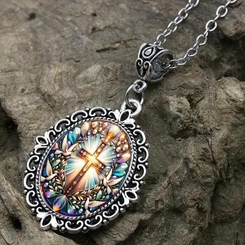 Tibetan Style Jewelry Necklace, with Glass, plated, fashion jewelry, more colors for choice, Sold By PC