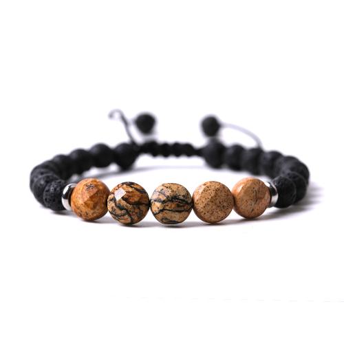 Gemstone Bracelets, with Knot Cord & Lava, handmade, fashion jewelry & different materials for choice & Unisex, Sold By PC