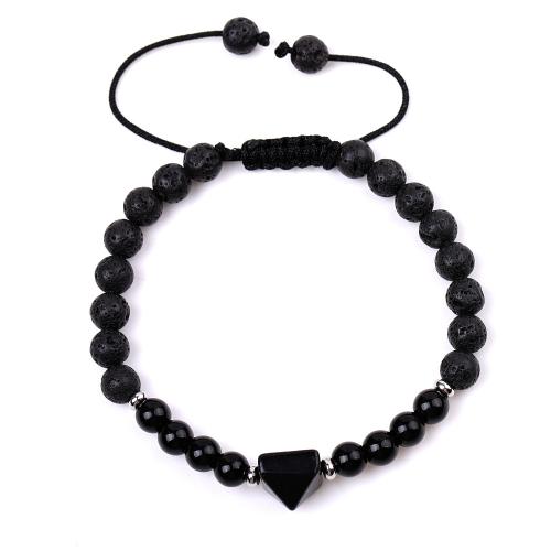 Gemstone Bracelets, with Knot Cord & Lava & 304 Stainless Steel, handmade, fashion jewelry & different materials for choice & Unisex, Sold By PC
