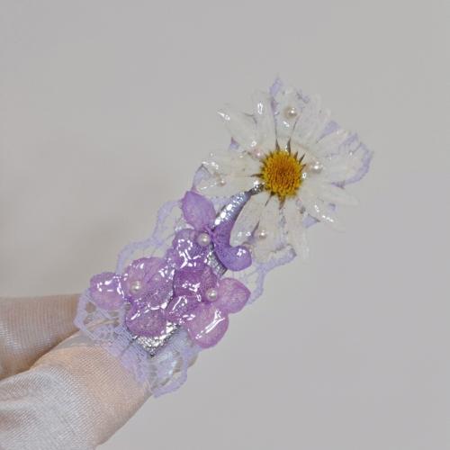 Tibetan Style Alligator Hair Clip, with ABS Plastic Pearl & Dried Flower, fashion jewelry & for woman & epoxy gel, 60mm, Sold By PC