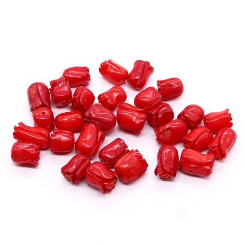 Natural Coral Beads, Flower, DIY, red, 9x10mm, Sold By Strand