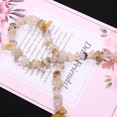 Natural Quartz Jewelry Beads, Rutilated Quartz, irregular, DIY, mixed colors, 8mm, Sold By Strand