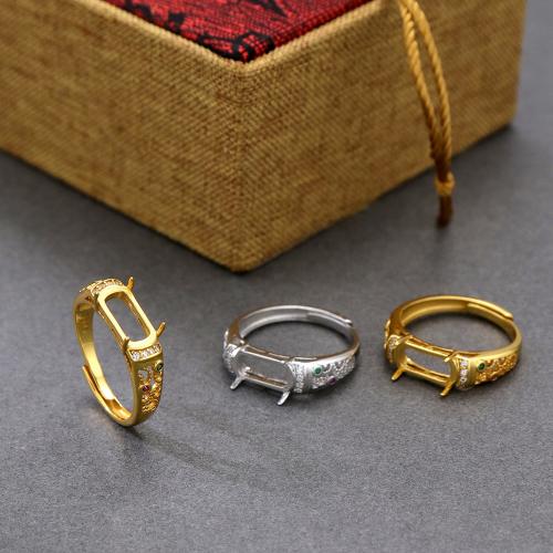 925 Sterling Silver Ring Bases, DIY & micro pave cubic zirconia, more colors for choice, 5x10mm, Sold By Strand