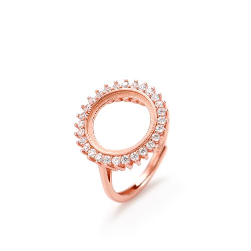 925 Sterling Silver Ring Bases, gold color plated, DIY & micro pave cubic zirconia, more colors for choice, 12mm, Sold By Strand