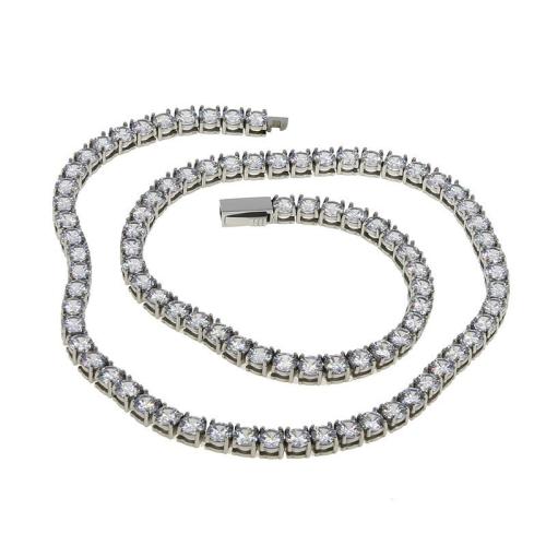 Acier inoxydable 316 collier, Placage, unisexe & styles différents pour le choix & avec zircone cubique, Vendu par PC