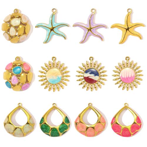 Stainless Steel Pendants, 304 Stainless Steel, gold color plated, DIY & enamel, more colors for choice, 3PCs/Bag, Sold By Bag