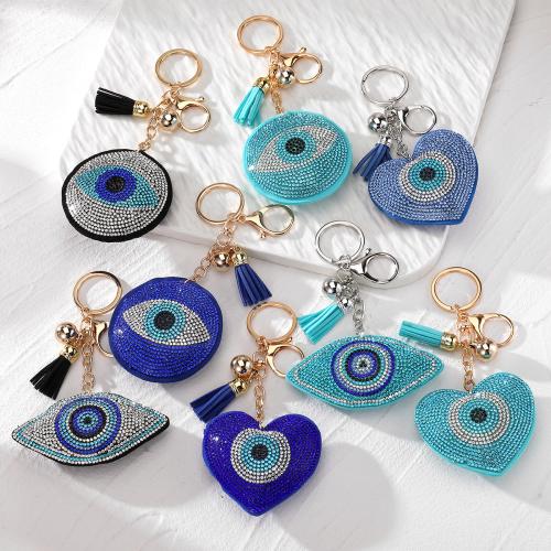 Llaveros, Cuero sintético, con diamantes de imitación & aleación de zinc, medio hecho a mano, Joyería, más colores para la opción, Vendido por UD
