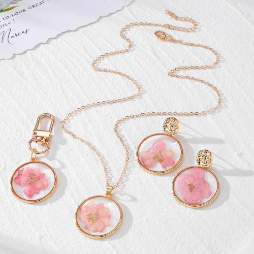 Zinklegierung Schmucksets, Harz, mit Getrocknete Blumen & Zinklegierung, Epoxidharzklebstoff, Modeschmuck, keine, verkauft von PC
