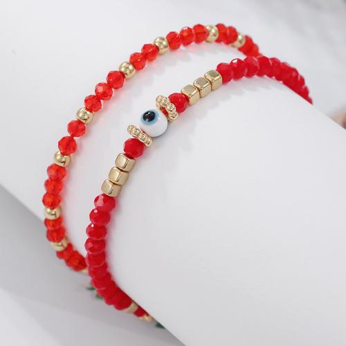 Glass Beads Bracelet, with Tibetan Style, gold color plated, fashion jewelry, more colors for choice, Sold By Strand