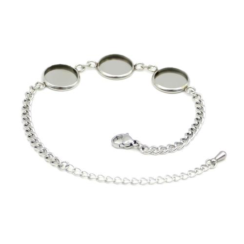 304 Stainless Steel Bracelet Setting, with 5cm extender chain, DIY & different size for choice, original color, Length:17 cm, Sold By PC