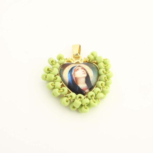 Brass Heart Pendants, with Plastic, DIY, gold, Sold By PC