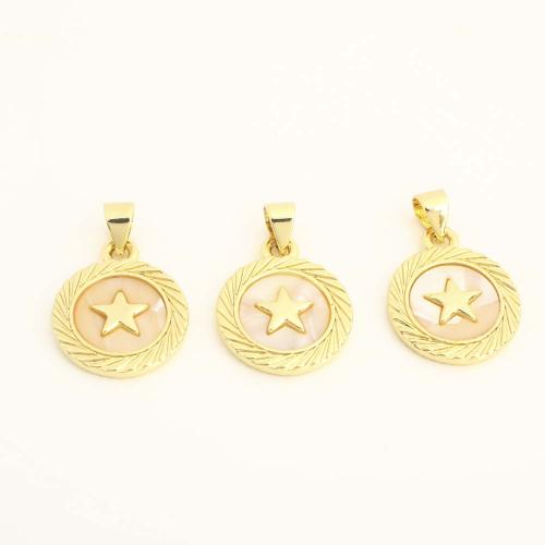 Messing Schmuck Anhänger, mit Muschel, DIY, goldfarben, verkauft von PC