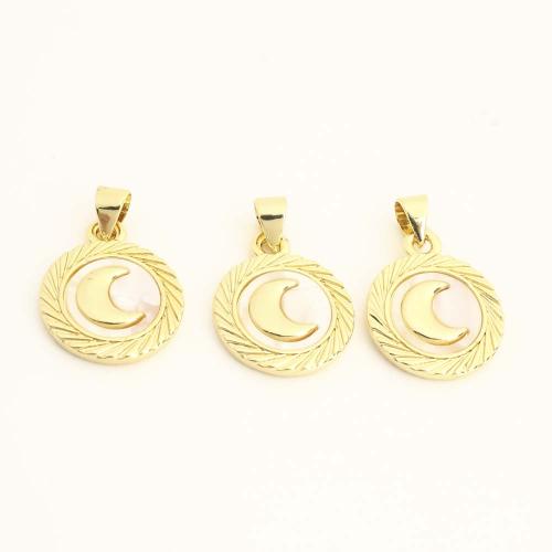 Messing Schmuck Anhänger, mit Muschel, DIY, goldfarben, verkauft von PC