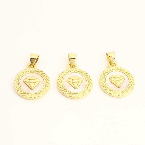 Messing Schmuck Anhänger, mit Muschel, DIY, goldfarben, verkauft von PC