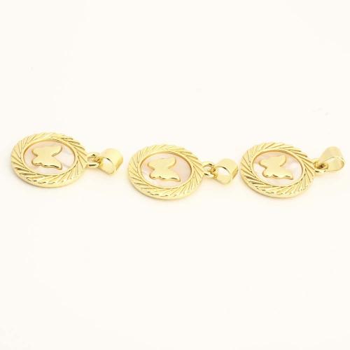 Messing Schmuck Anhänger, mit Muschel, DIY, goldfarben, verkauft von PC