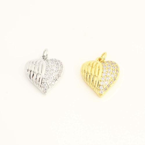 Befestigter Zirkonia Messing Anhänger, Herz, DIY & Micro pave Zirkonia, keine, verkauft von PC