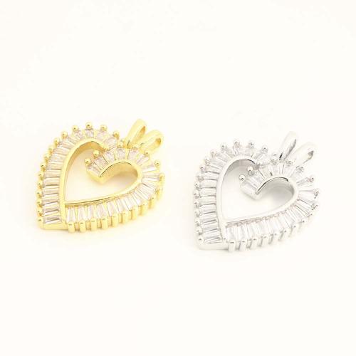Befestigter Zirkonia Messing Anhänger, Herz, DIY & Micro pave Zirkonia & hohl, keine, verkauft von PC