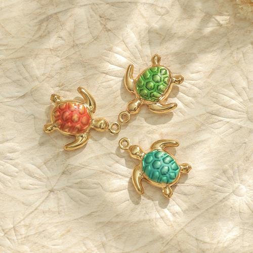 Stainless Steel Animal Pendants, 304 Stainless Steel, Turtle, gold color plated, DIY & enamel, more colors for choice, 10PCs/Bag, Sold By Bag
