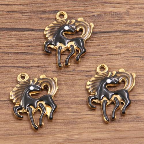 Stainless Steel Animal Pendants, 304 Stainless Steel, Horse, gold color plated, DIY & enamel, more colors for choice, Sold By PC