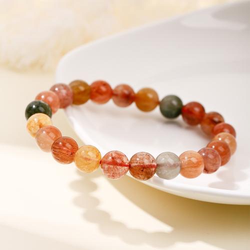 Quartz Bracelets, Rutilated Quartz, Round, fashion jewelry, multi-colored, Sold By PC