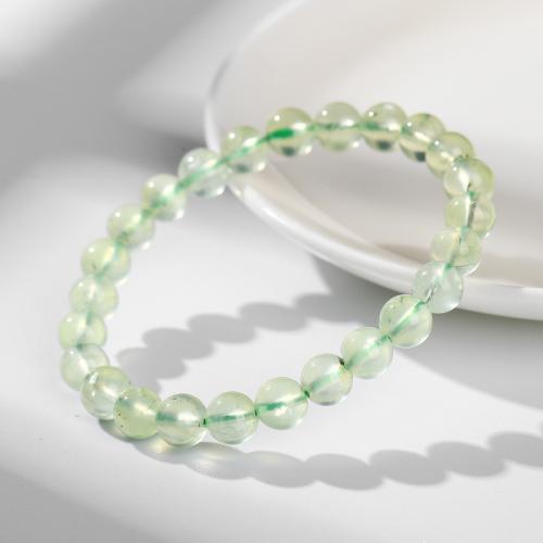 Gemstone Bracelets, Natural Prehnite, Round, fashion jewelry, green, Sold By PC