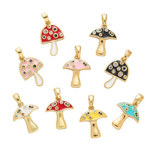 Cubic Zirconia Micro Pave Brass Pendant, with Crystal, mushroom, plated, DIY & micro pave cubic zirconia & enamel, more colors for choice, nickel, lead & cadmium free, Sold By PC