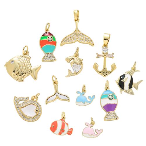 Cubic Zirconia Micro Pave Brass Pendant, plated, DIY & micro pave cubic zirconia & enamel, more colors for choice, nickel, lead & cadmium free, Sold By PC
