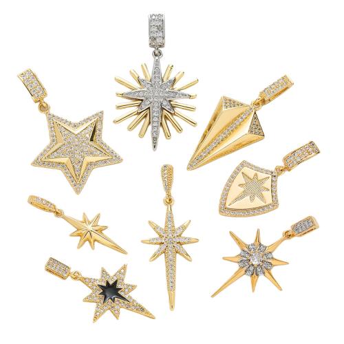 Cubic Zirconia Micro Pave Brass Pendant, plated, DIY & micro pave cubic zirconia & enamel, more colors for choice, nickel, lead & cadmium free, Sold By PC