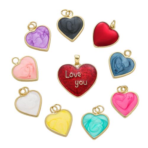 Brass Heart Pendants, with White Shell, plated, DIY & enamel, more colors for choice, nickel, lead & cadmium free, Sold By PC