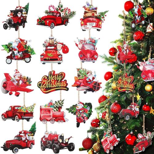 Christmas Decoration, Wood, printing, Christmas Design, 80mm, 28PCs/Set, Sold By Set