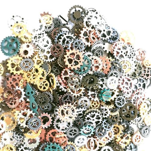Tibetan Style Pendants, Gear Wheel, plated, mixed pattern & DIY, mixed colors, pendant length 10-40mm, 50G/Bag, Sold By Bag