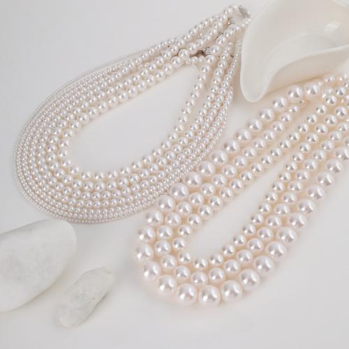 Shell Pearl Necklace, with 925 Sterling Silver, Round, silver color plated, fashion jewelry, more colors for choice, 3x12mm, Sold By Strand