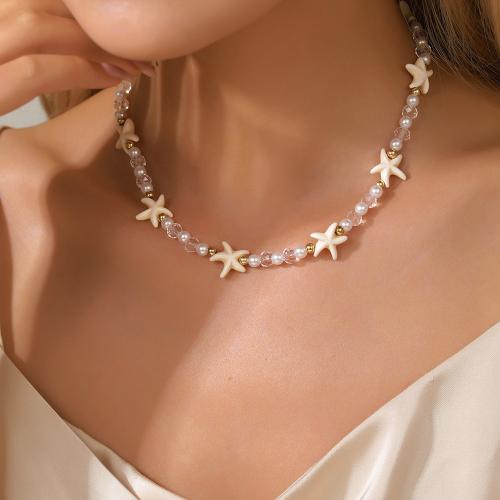 Plastic Pearl Necklace, with Seedbead & turquoise & Tibetan Style, gold color plated, fashion jewelry, more colors for choice, Sold By Strand