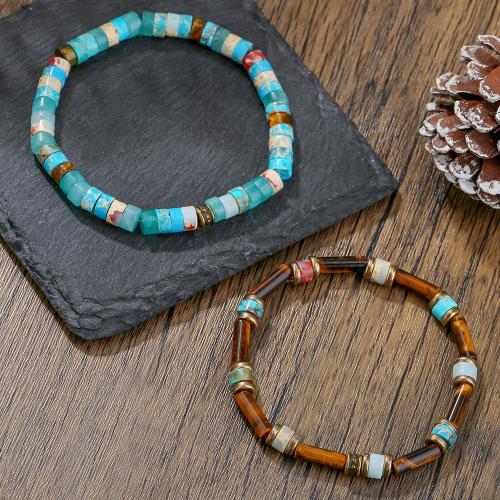 Natural Tiger Eye Bracelets, with Koreite, gold color plated, fashion jewelry, more colors for choice, Sold By Strand