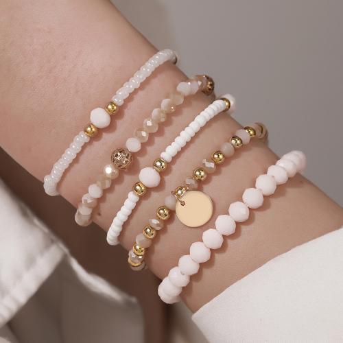 Модные браслеты, Seedbead, с Кристаллы & цинковый сплав, плакирован золотом, ювелирные изделия моды, Много цветов для выбора, 5ПК/указан, продается указан