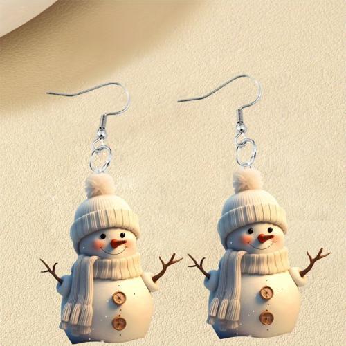 Christmas Earrings, Tibetan Style, with Acrylic, printing, Christmas Design & different styles for choice & for woman, Sold By Pair