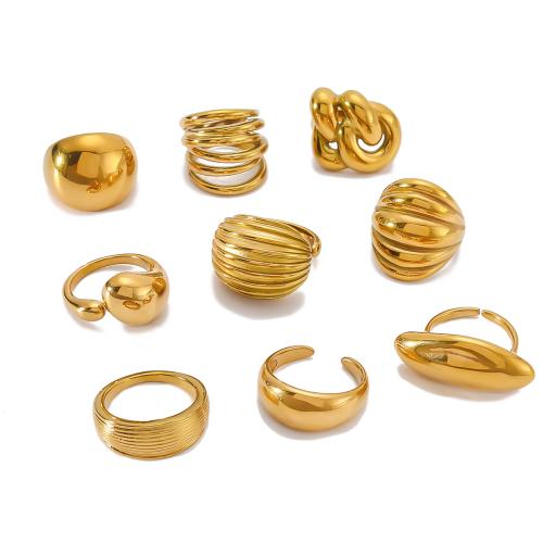 Edelstahl Ringe, 304 Edelstahl, plattiert, Modeschmuck & verschiedene Stile für Wahl & für Frau, goldfarben, Größe:8, verkauft von PC