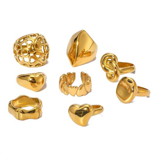 Edelstahl Ringe, 304 Edelstahl, plattiert, Modeschmuck & verschiedene Stile für Wahl & für Frau, goldfarben, Größe:8, verkauft von PC